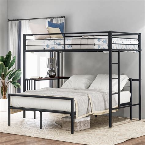 twin over queen bunk bed metal